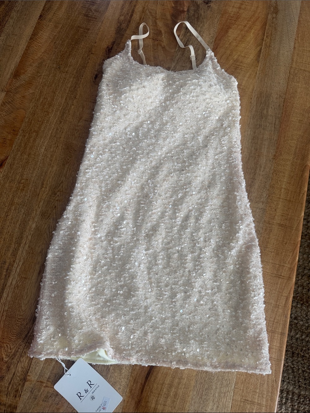 Sequin Slip Dress in Ivory